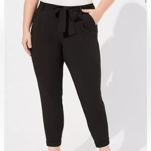 Torrid | Pull-On Taper Stretch Crepe High-Rise Tie-Front Pant | Size 18 regular - Picture 1 of 8